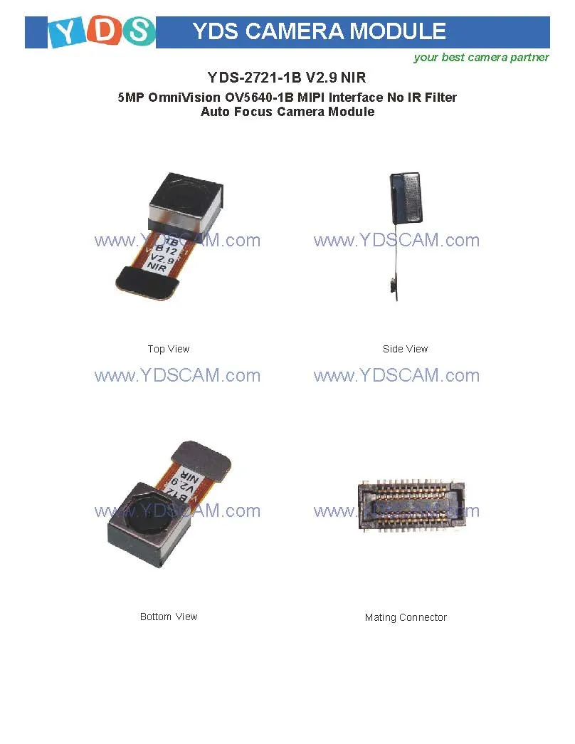 Yds-2721-1b V2.9 Nir 5MP Ov5640-1b Mipi Interface No IR Filter Auto Focus Camera Module