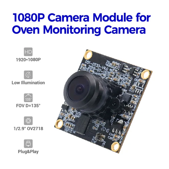 Full HD 1080P 30fps Ov2718 Módulo de cámara USB de enfoque fijo de gran angular con poca luz para cámara de horno de hogar inteligente